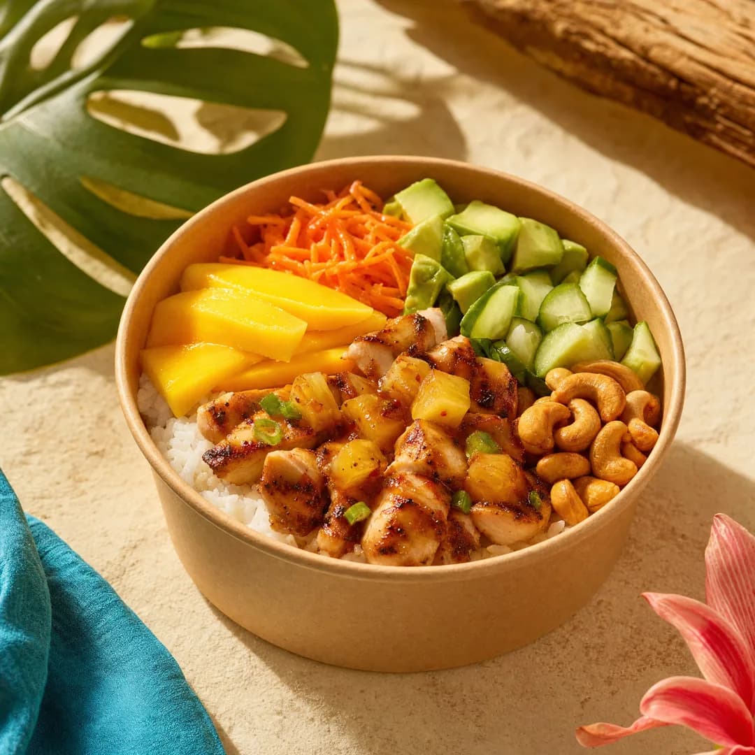 Poke bowl Kourou Sunset poulet - Sunshine Lili food truck Cayenne